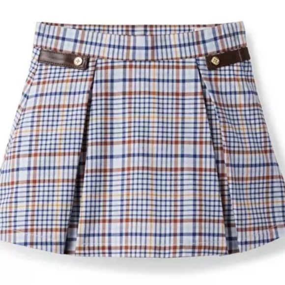 Janie and Jack Other - Janie & Jack Moonlight Blue Brown Plaid Schoolgirl Skirt Preppy Pleated 3